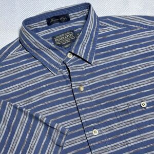 Pendleton‎ Thomas Kay Blue Striped Button Up Pocket Cotton Shirt Men's Medium